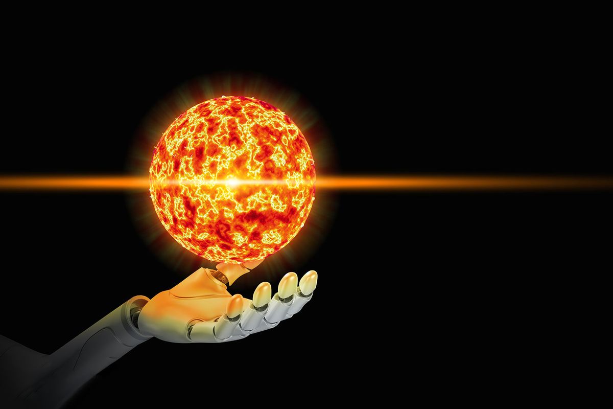 AI hand holding a nuclear fusion reaction (Getty Images/Ole_CNX)